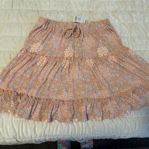 Floral Tiered Coral Women's Skirt